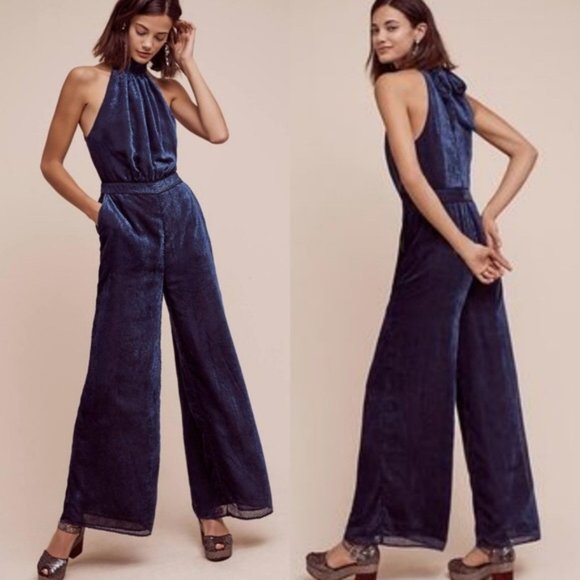 elevenses Pants - SOLD Anthropologie Elevenses Jumpsuit Velvet Navy Sz 0